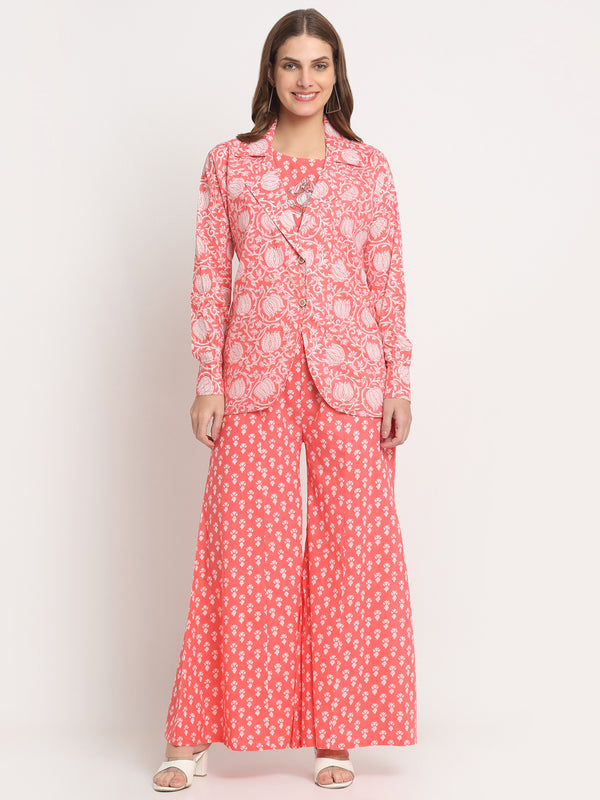 Myaza Women Pink Printed CO-Ord Set-M1121