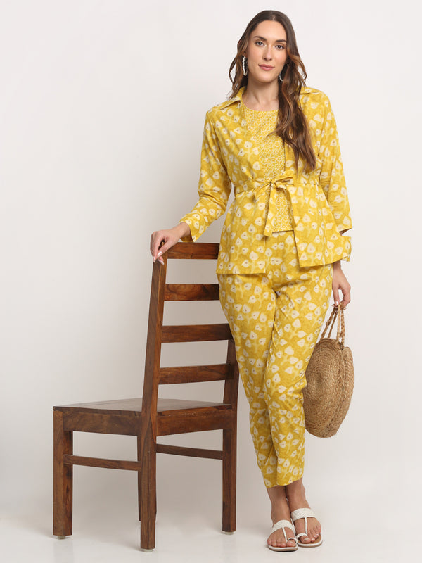 Myaza Women Yellow Printed Co- Ord Set-M1283