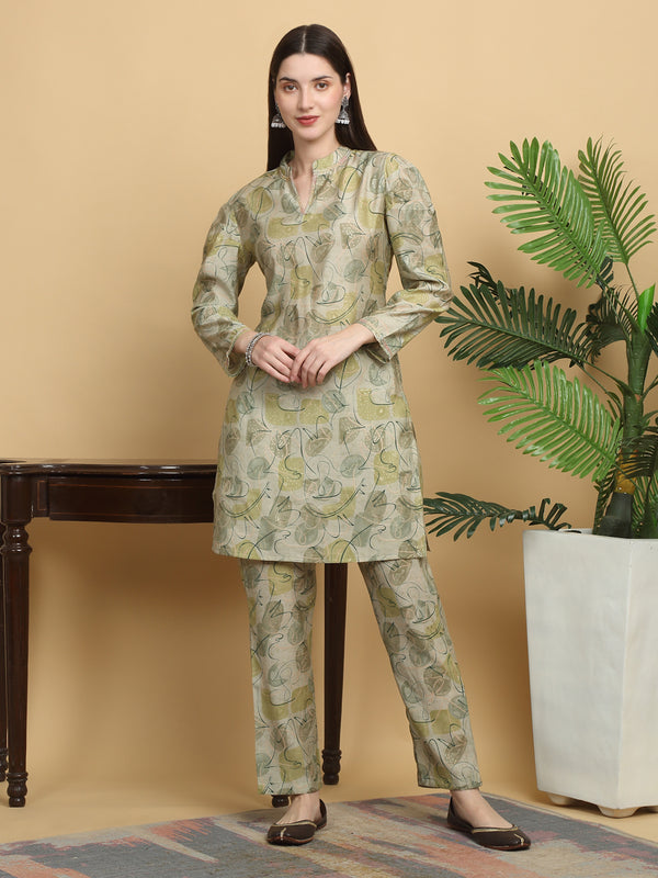 Myaza Women Green Printed Co-ord Set