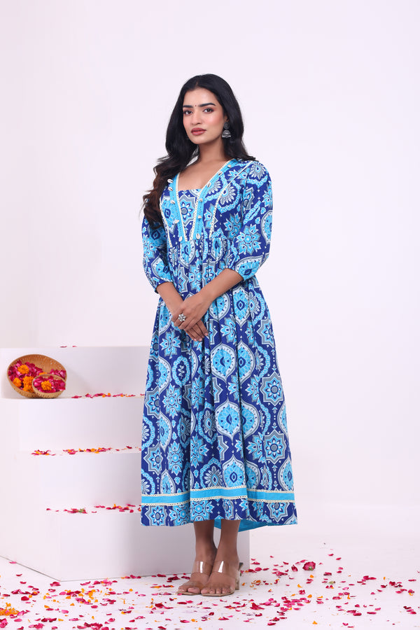 Women's Ethnic Dress Multicolor Ankle Length Dress