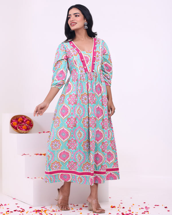 Women's Ethnic Dress Multicolor Ankle Length Dress