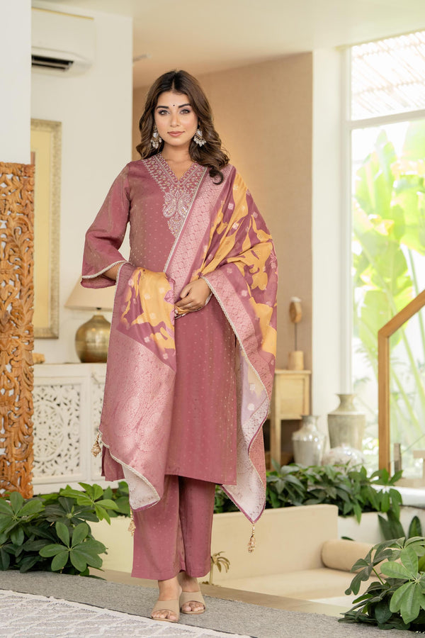 Myaza Women Green Modal Chanderi Kurta Pant