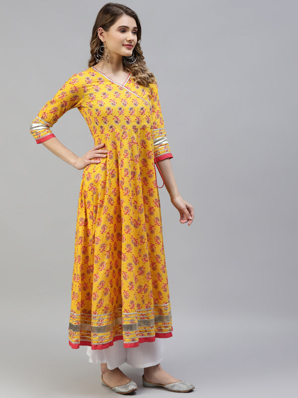 Women's Yellow Gota Patti Kurta Gown